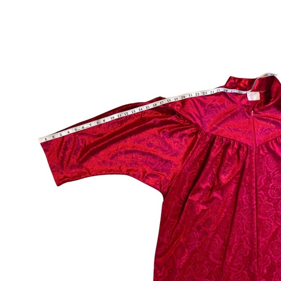 Vintage Housecoat Robe Velour Fuschia Red Size XL - Picture 9 of 10